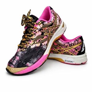 ASICS Gel Noosa Tri 10 Womens Size 7 T5M9N Pink Gold Running Shoes Good